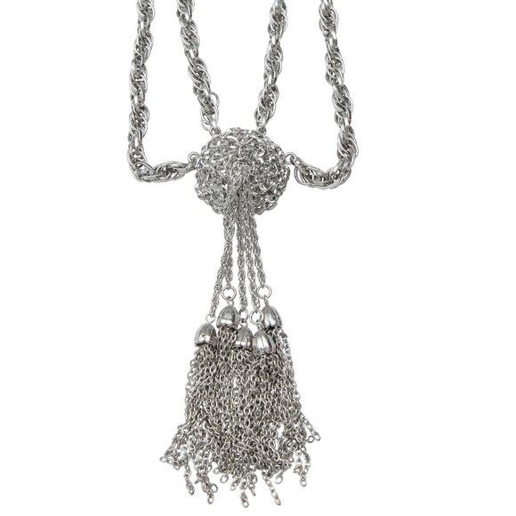 Hot vintage inspired silver- tone tassel necklace - Picture 3 of 6